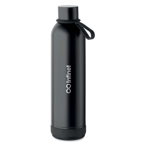 Bouteille publicitaire 500ml inox recyclé et haut-parleur Musey