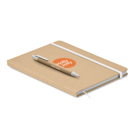 Carnet publicitaire en carton recyclé A5 avec stylo Caratil