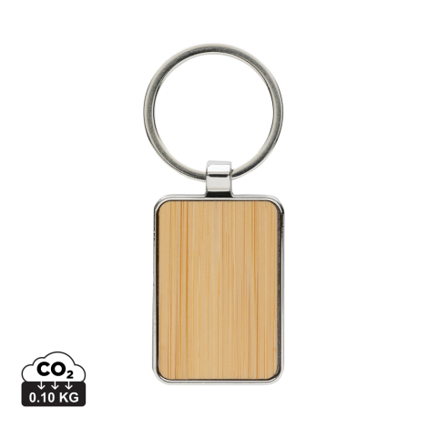 Porte-clés rectangle personnalisable zinc recyclé et bambou