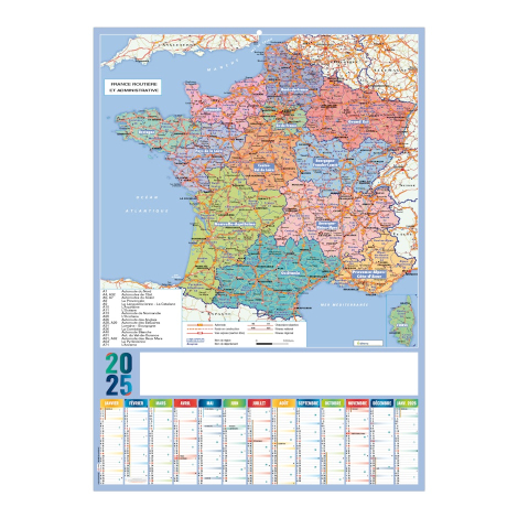 Calendrier effaçable publicitaire - Carte des régions