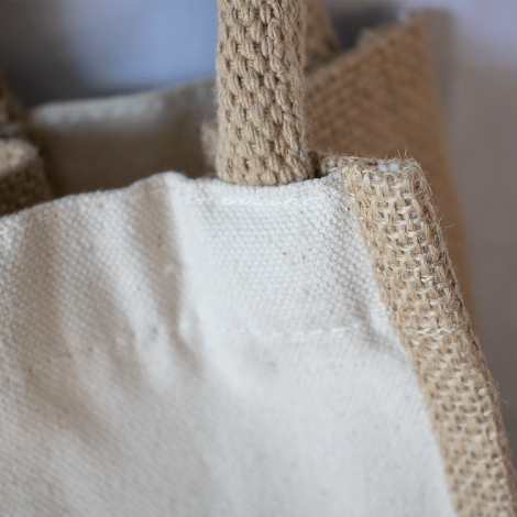 Sac cabas pour bouteille en jute et coton publicitaire