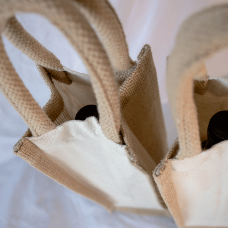 Sac cabas pour bouteille en jute et coton publicitaire