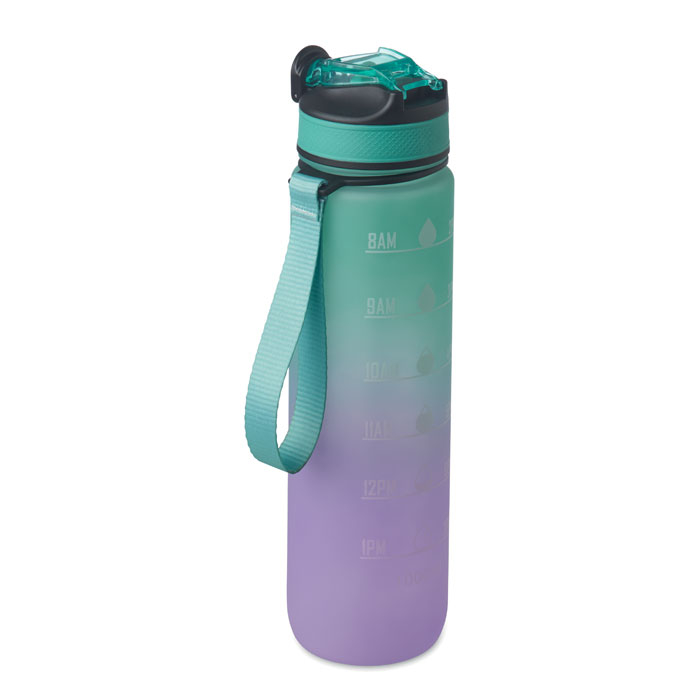 Bouteille graduée personnalisée rPET 1L ACTIVATE Turquoise