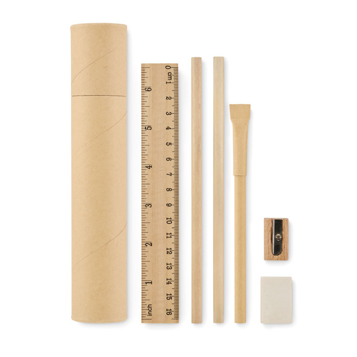 Set d'écriture tube en papier personnalisable MEJU Beige