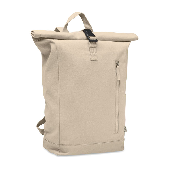 Sac à dos publicitaire enroulable coton recyclé 390g KAMET Beige