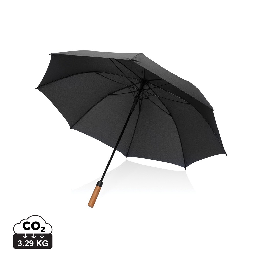 Parapluie publicitaire 30" poignée acacia et rPET Aware™ Tony Noir